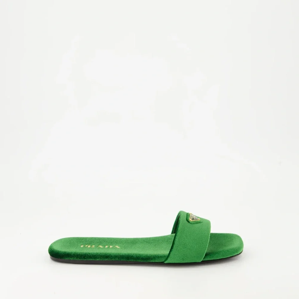 ♦️Prada Velvet Slide | Size F: 6.5 US / 36.5 EU | Color: Bottiglia | Brand New ✅ - Picture 3 of 4